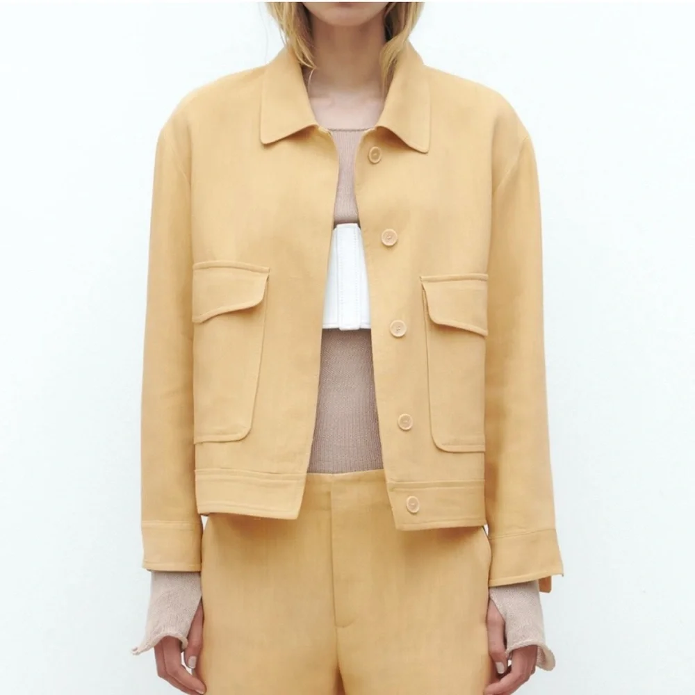 Zara Linen Blend Yellow Jacket - Picture 2 of 11
